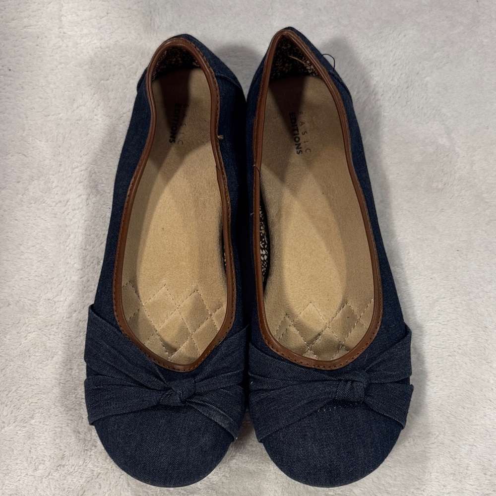 Basic Editions Navy Blue Ballet Flats